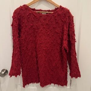 Vintage Westbourne Red Textured Fringe Top Women’s Small Made in USA